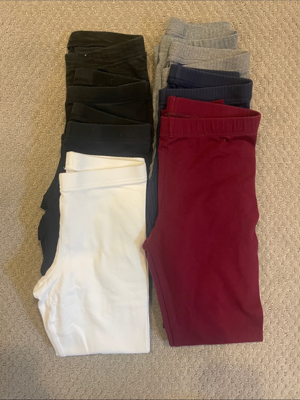 Kids Stretch Leggings - Burgundy, White, Black, Gray, Navy